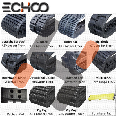 ECHOO Rubber Tracks Untuk Excavator Mini Diggers, Compact Track Loader